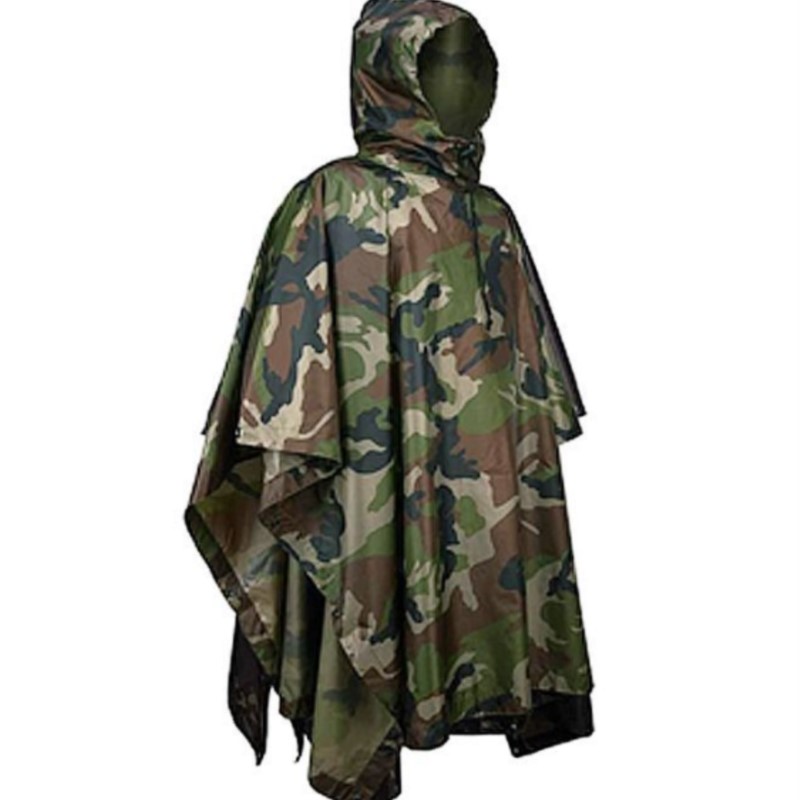 Emergency Poncho Rain - PVC/PU 迷彩戦術レインコートポータブル折りたたみ防水屋外緊急カバー軍事ポンチョオートバイレインコート
