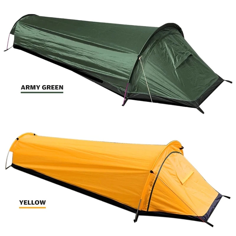 一人用キャンプテント、超軽量コンパクト寝袋、大容量防水バック - Emergency Mylar Tent のレビューと価格