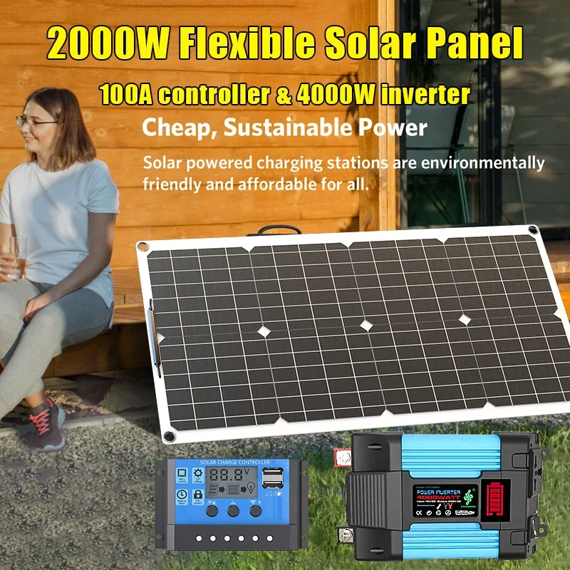 4000W ソーラーパネルキット 12V から 110V/2 - Solar Emergency Charger のレビューと価格